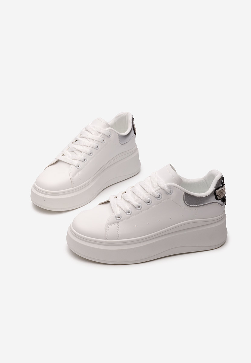 Srebrne sneakersy na koturnie Marilynn