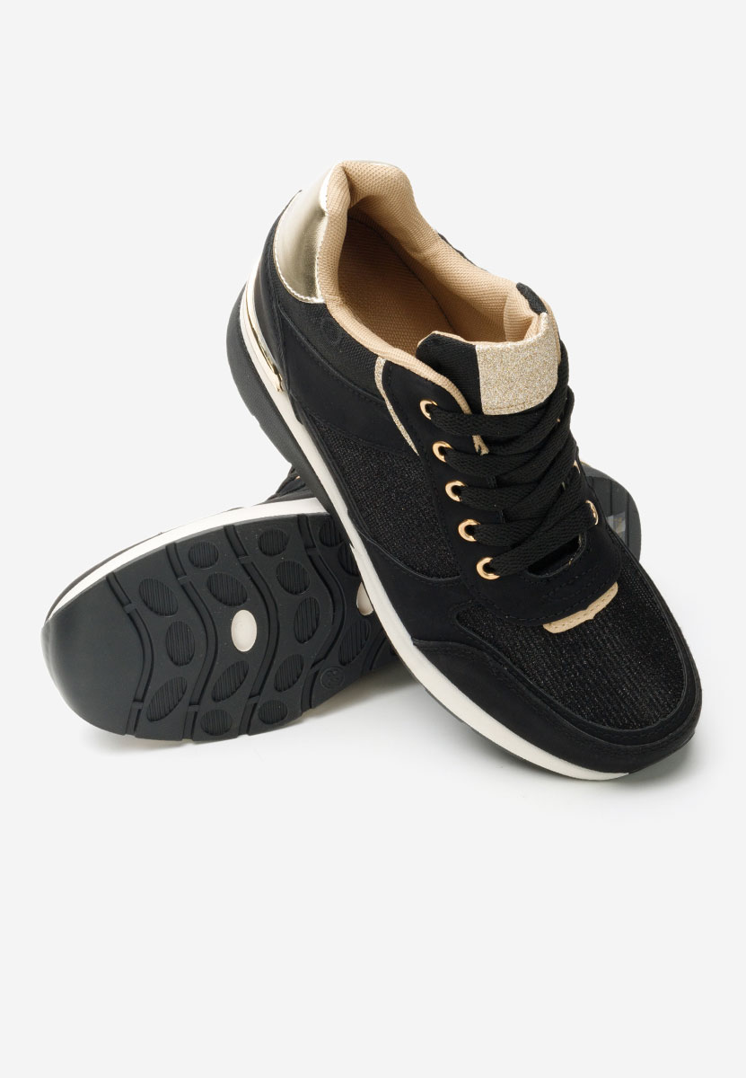 Czarne sneakersy damskie na koturnie Kali