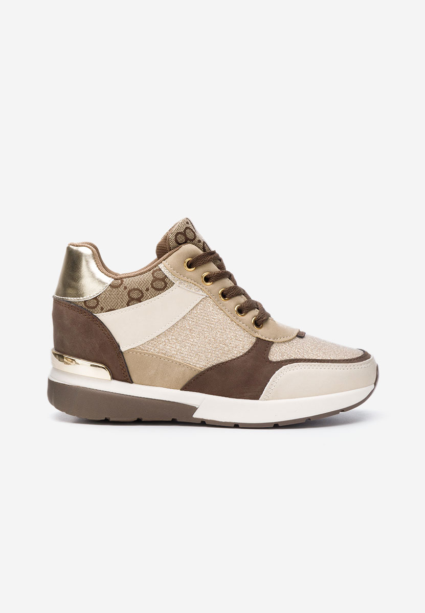 Khaki sneakersy damskie na koturnie Kali