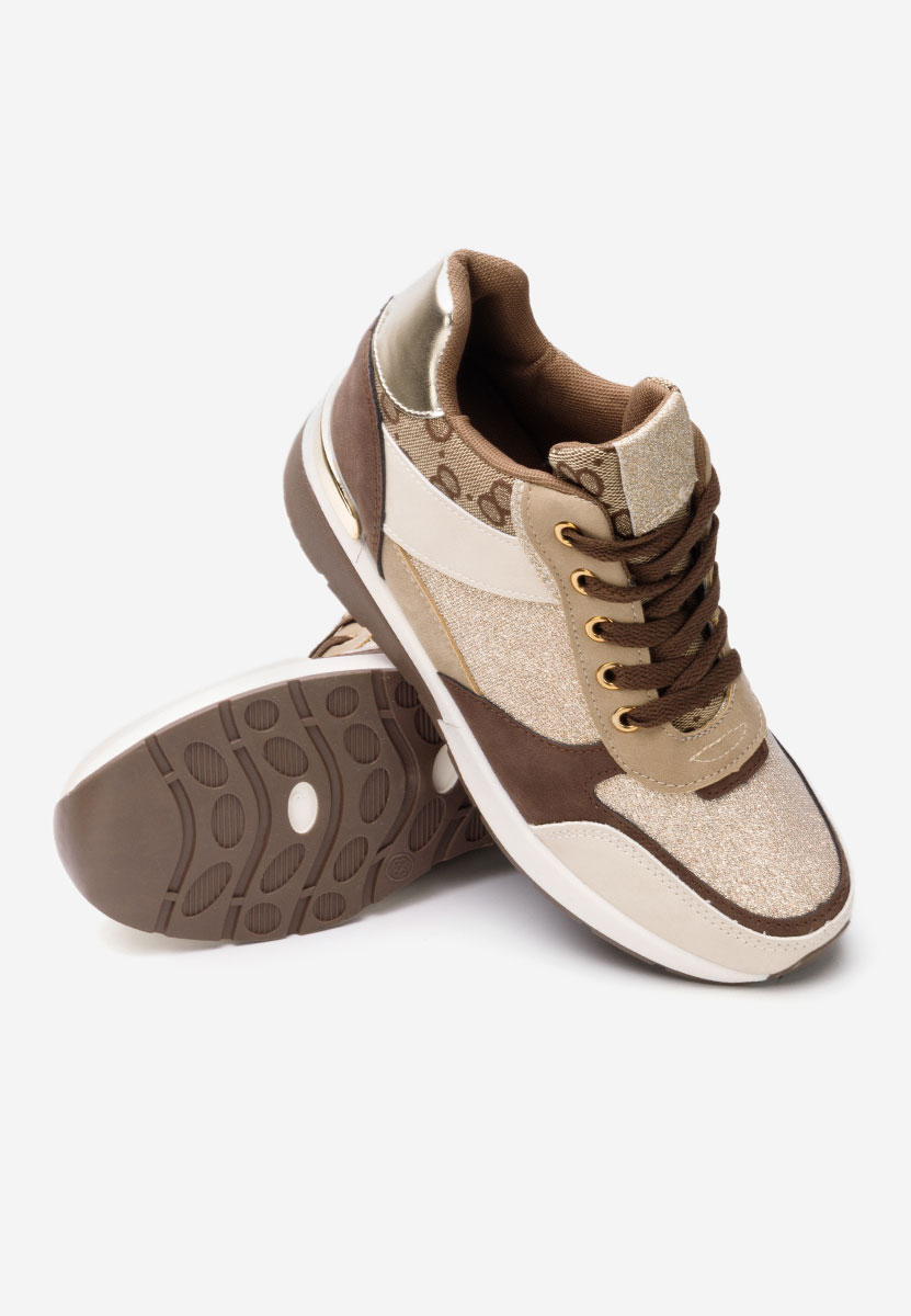 Khaki sneakersy damskie na koturnie Kali