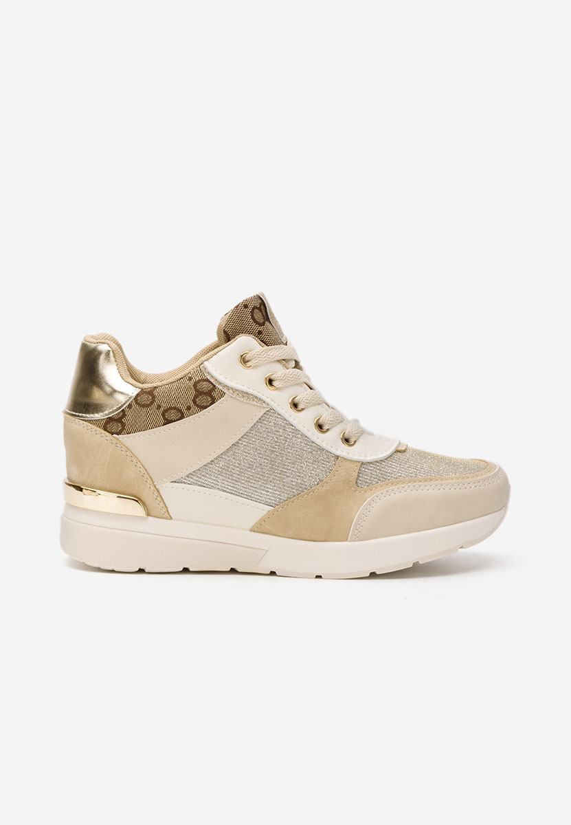 Beżowe sneakersy damskie na koturnie Kali