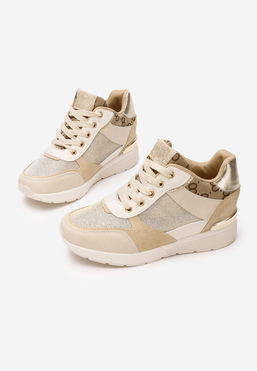 Beżowe sneakersy damskie na koturnie Kali