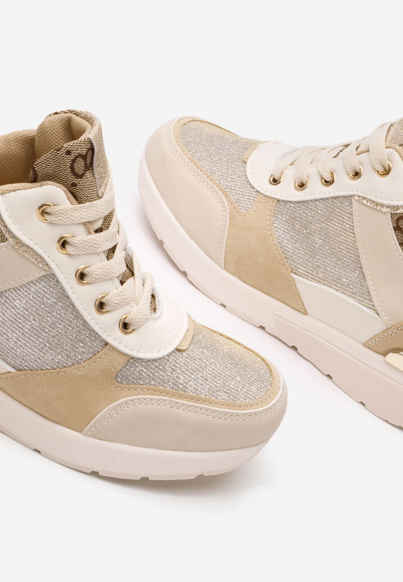 Beżowe sneakersy damskie na koturnie Kali
