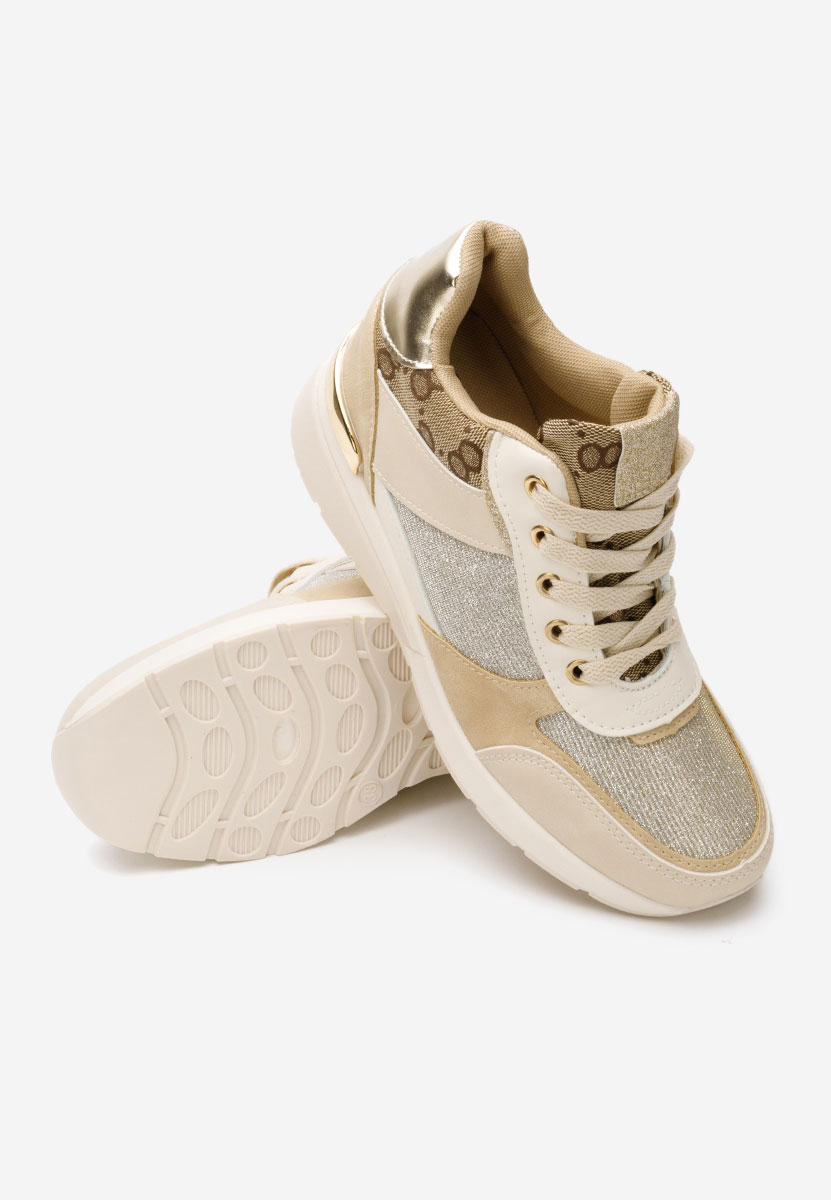 Beżowe sneakersy damskie na koturnie Kali