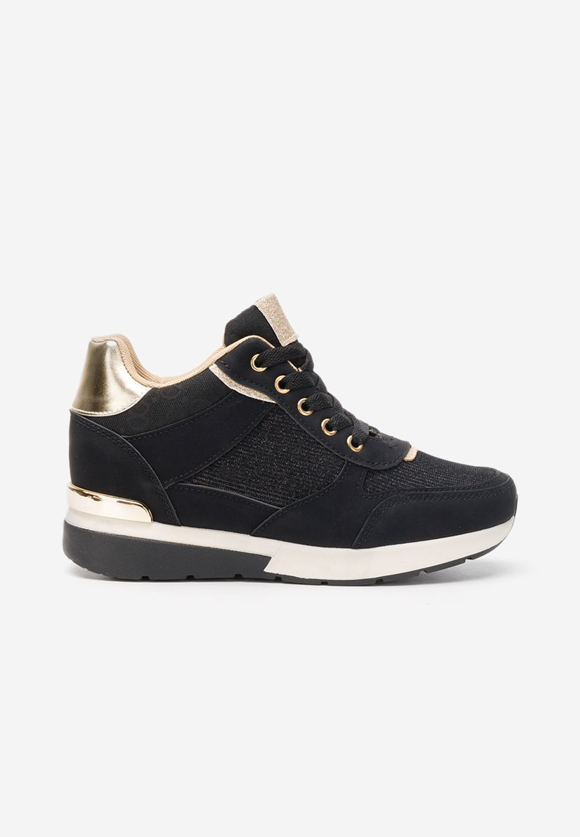 Czarne sneakersy damskie na koturnie Kali