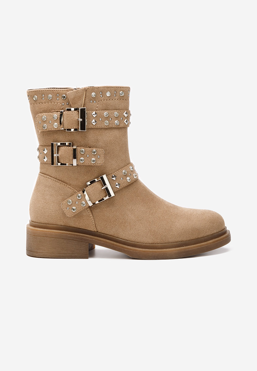 Khaki botki płaskie Marellen