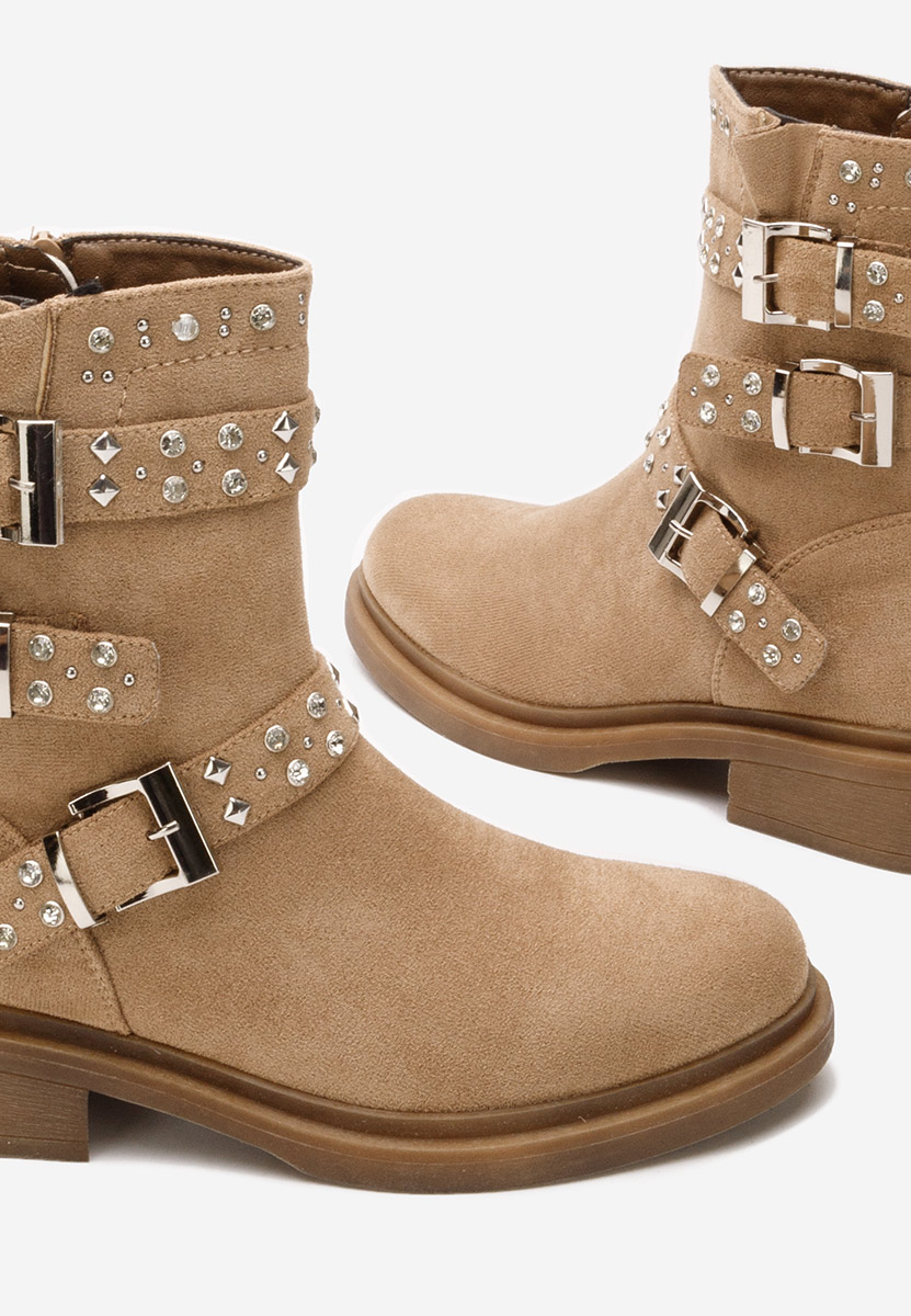 Khaki botki płaskie Marellen