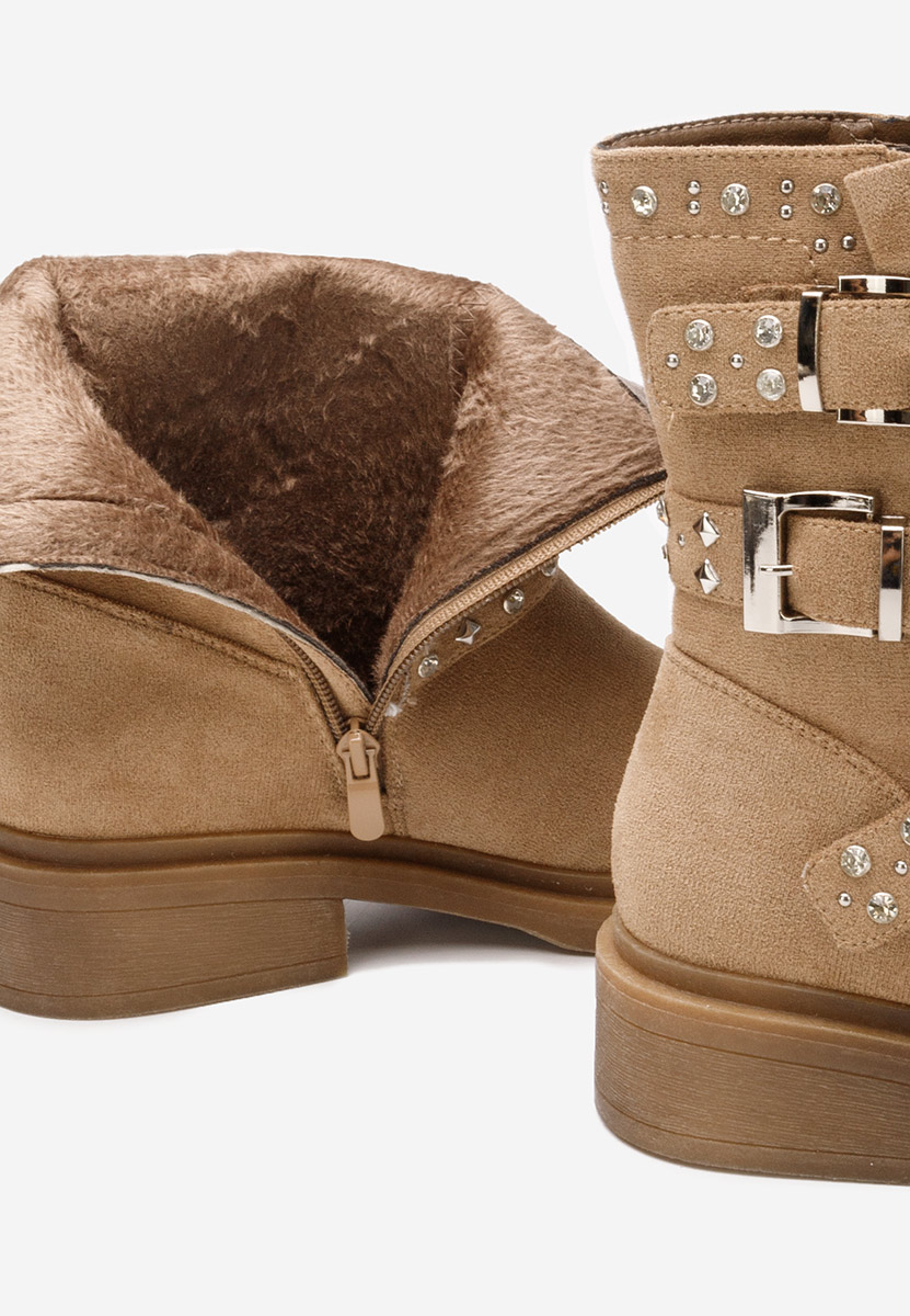 Khaki botki płaskie Marellen