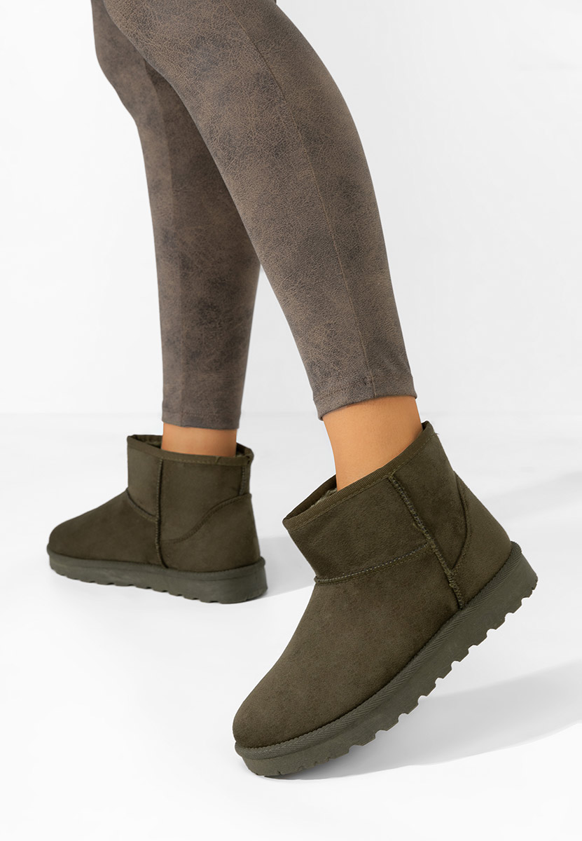 Zielone botki damskie ocieplane Patty