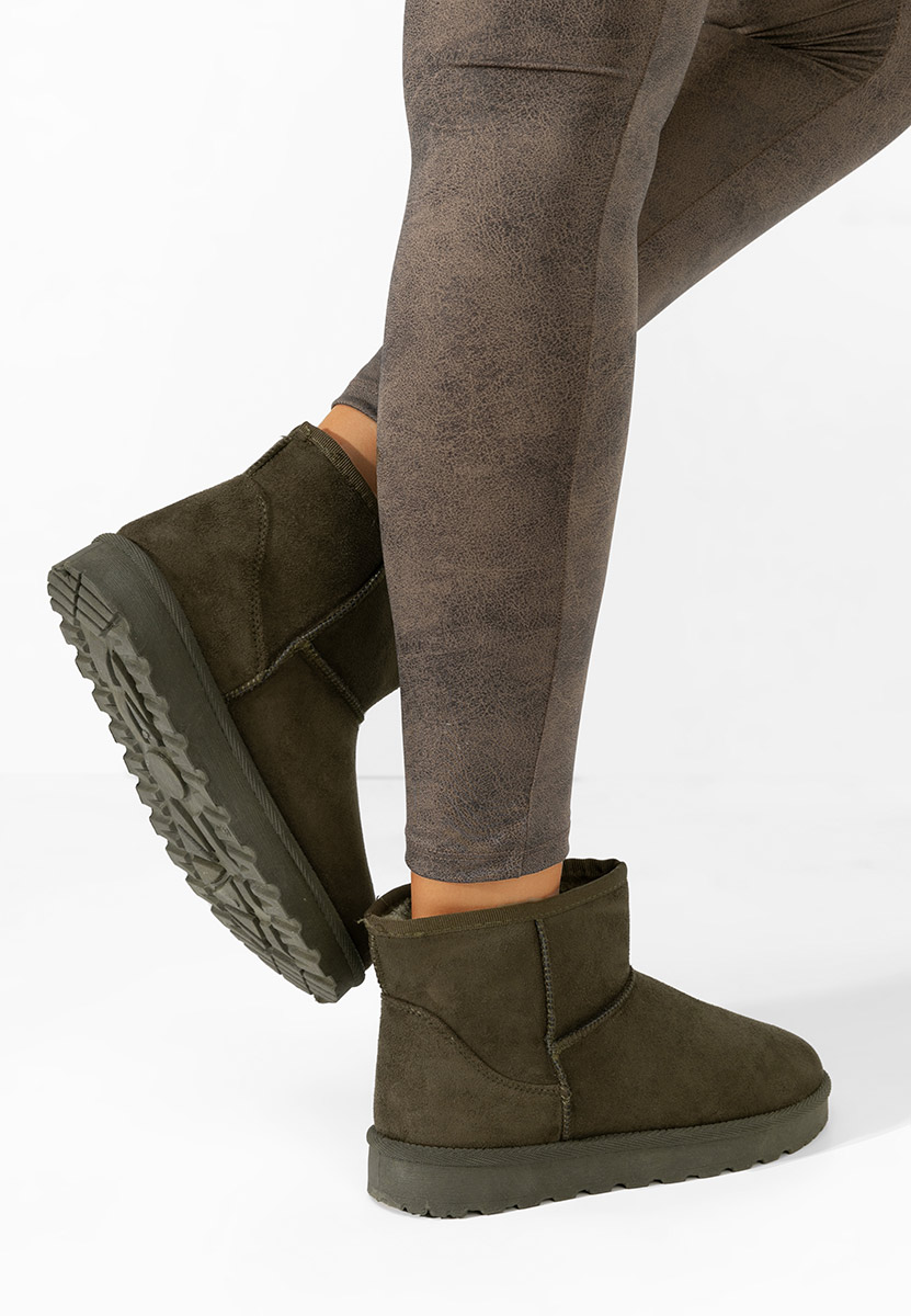 Zielone botki damskie ocieplane Patty