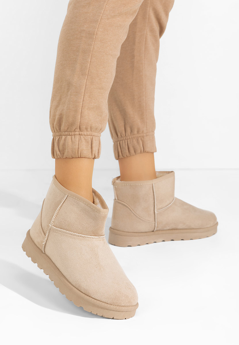 Beżowe botki damskie ocieplane Patty