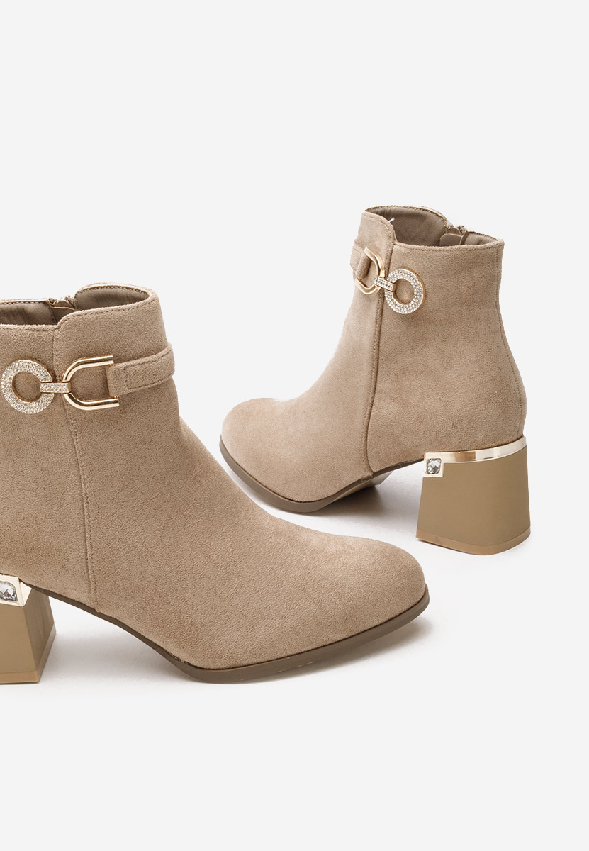 Khaki botki na obcasie Margie V2