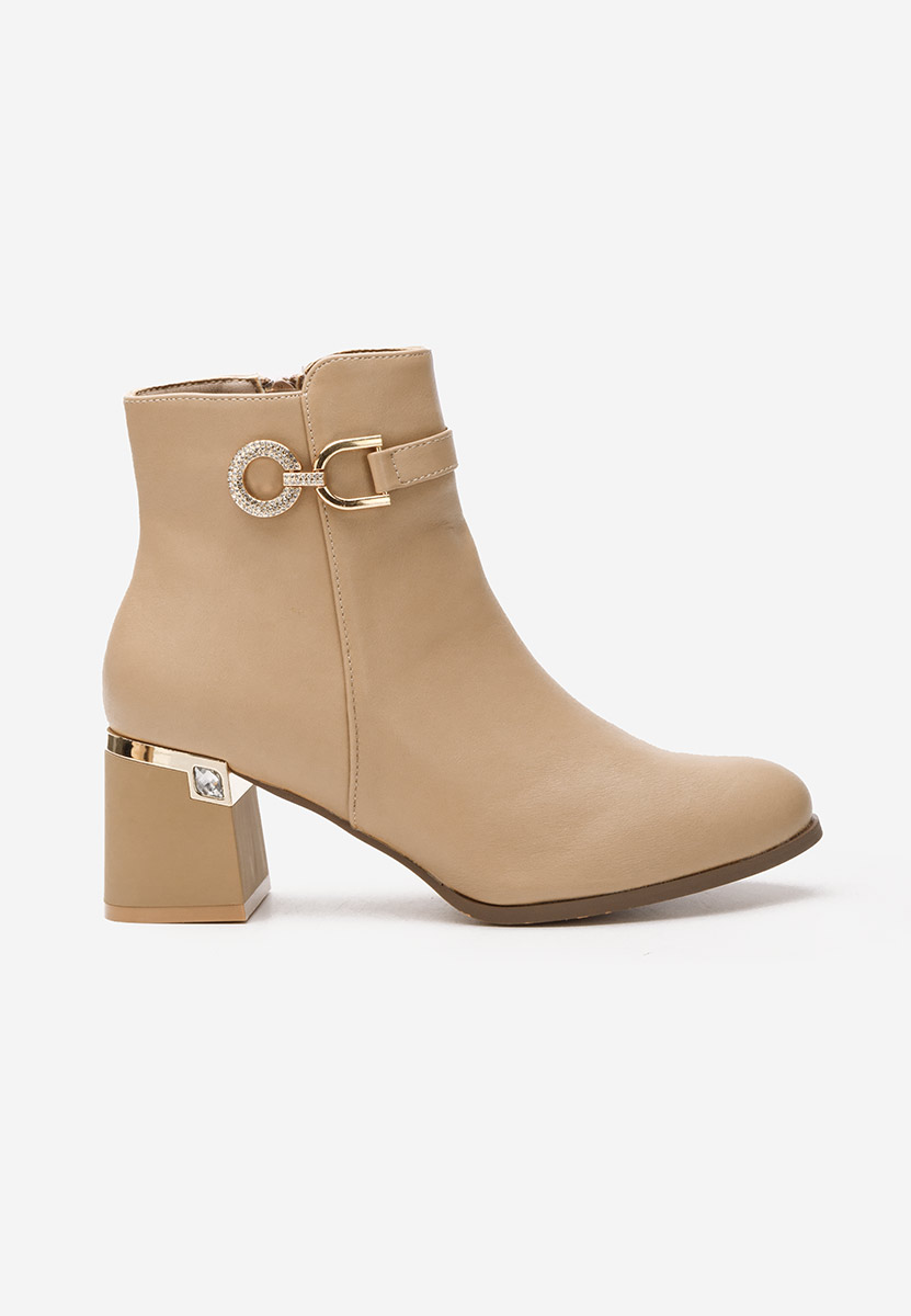Khaki botki na obcasie Margie