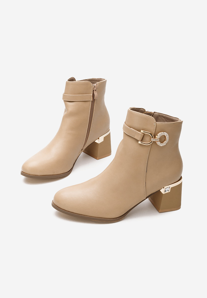 Khaki botki na obcasie Margie