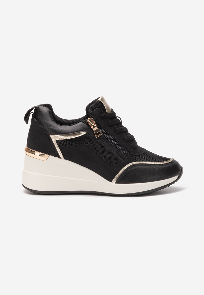 Czarne sneakersy na koturnie Kalista