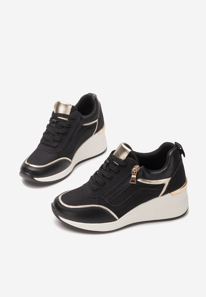 Czarne sneakersy na koturnie Kalista