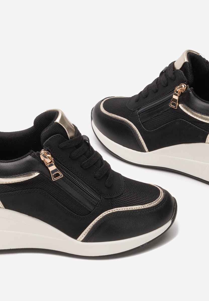 Czarne sneakersy na koturnie Kalista