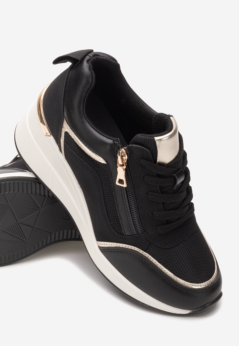 Czarne sneakersy na koturnie Kalista