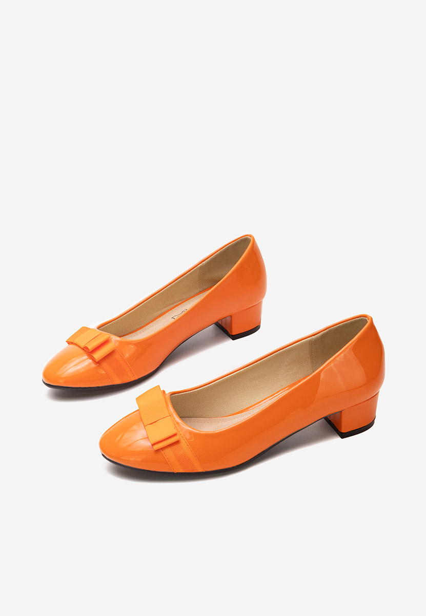 Pomarańczowe czółenka na niskim obcasie Jacki V4