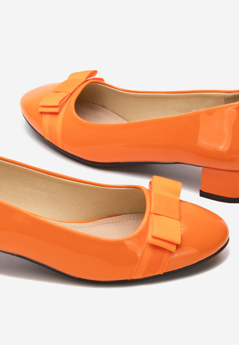 Pomarańczowe czółenka na niskim obcasie Jacki V4