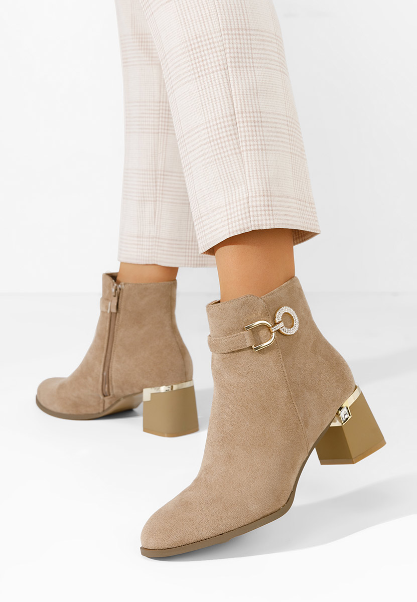Khaki botki na obcasie Margie V2