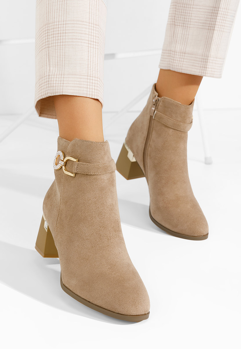 Khaki botki na obcasie Margie V2