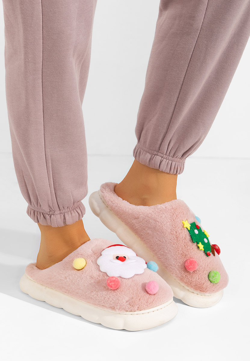 Różowe kapcie z futerkiem Denita Różowe kapcie z futerkiem Denita