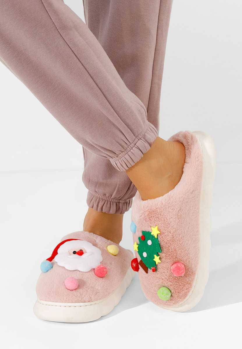 Różowe kapcie z futerkiem Denita Różowe kapcie z futerkiem Denita