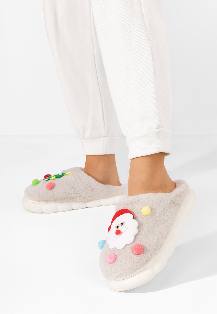 Beżowe kapcie z futerkiem Denita Beżowe kapcie z futerkiem Denita