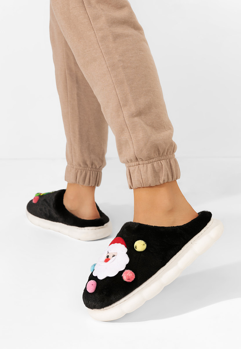 Czarne kapcie z futerkiem Denita Czarne kapcie z futerkiem Denita