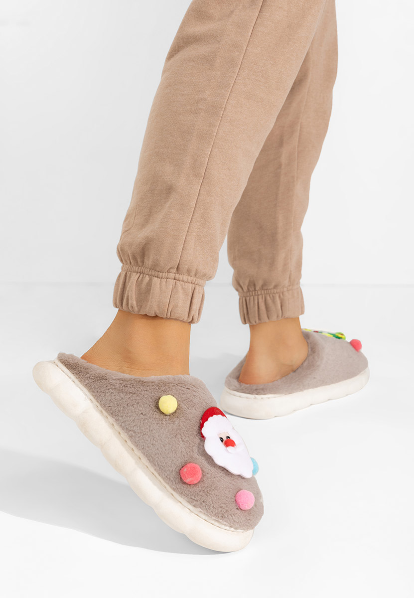 Khaki kapcie z futerkiem Denita Khaki kapcie z futerkiem Denita