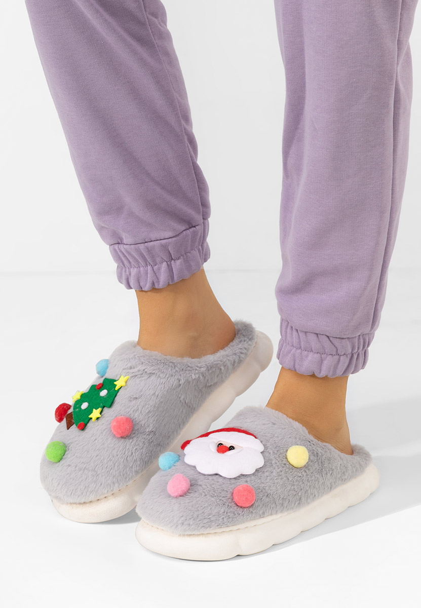 Szare kapcie z futerkiem Denita Szare kapcie z futerkiem Denita