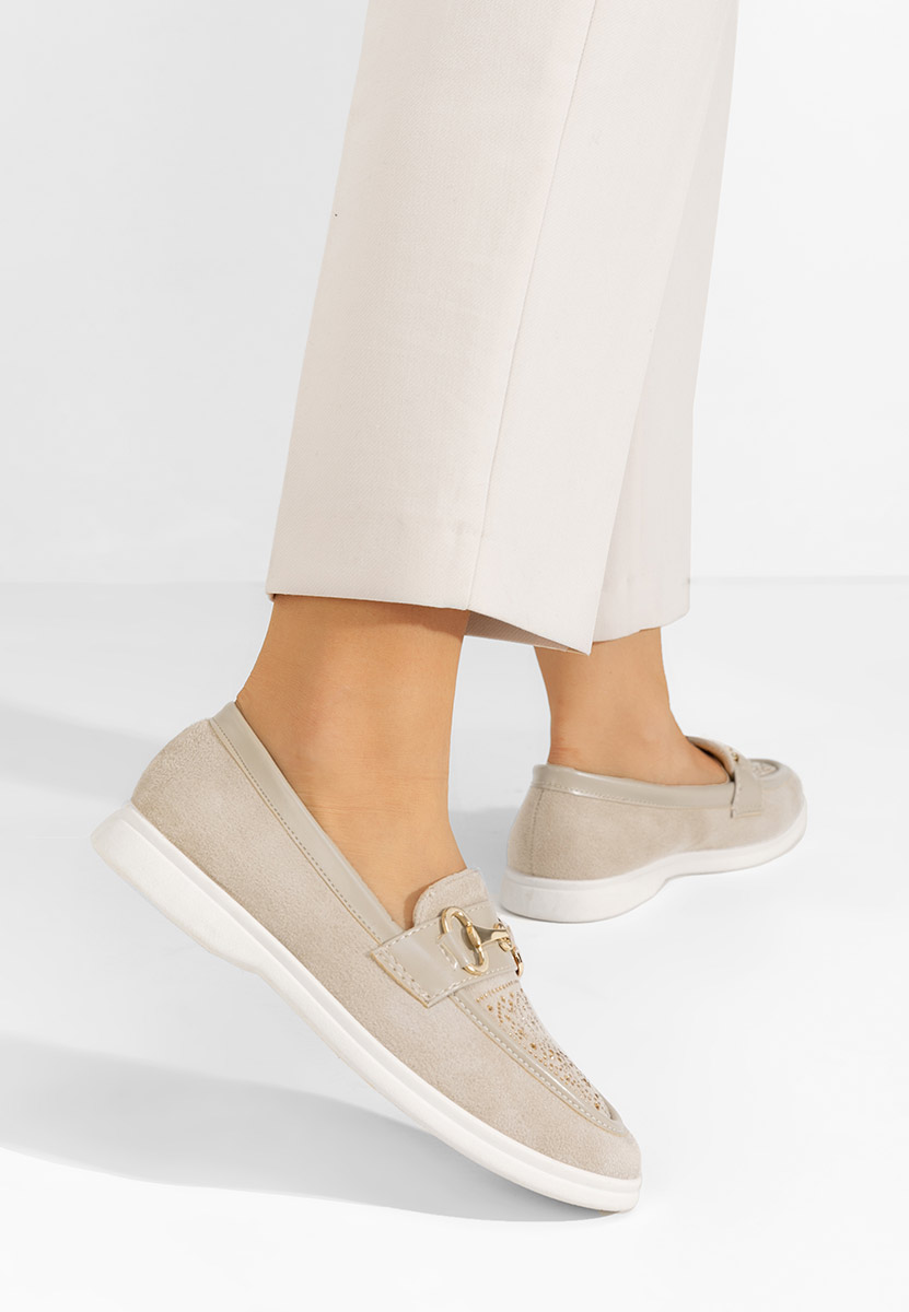 Khaki loafers damskie Adesa