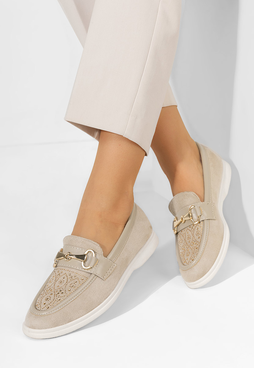 Khaki loafers damskie Adesa