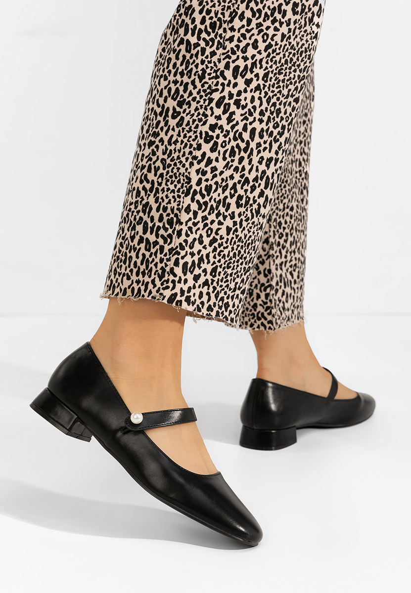 Czarne czółenka na niskim obcasie Jenelle