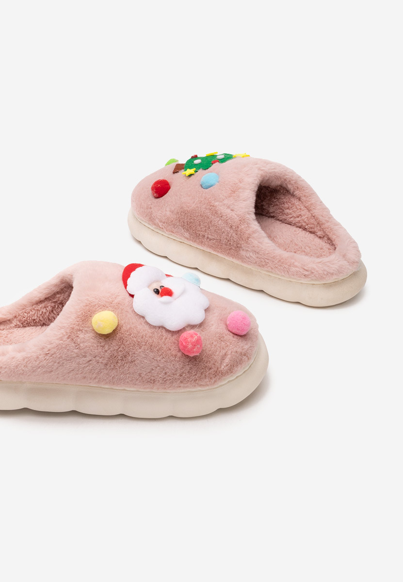 Różowe kapcie z futerkiem Denita Różowe kapcie z futerkiem Denita