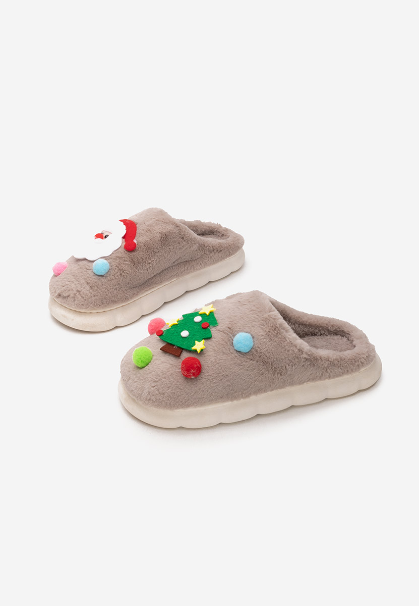 Khaki kapcie z futerkiem Denita Khaki kapcie z futerkiem Denita