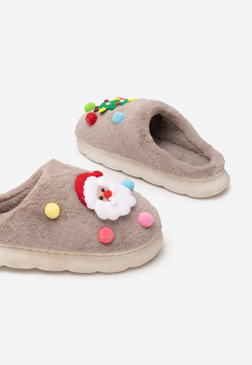 Khaki kapcie z futerkiem Denita Khaki kapcie z futerkiem Denita