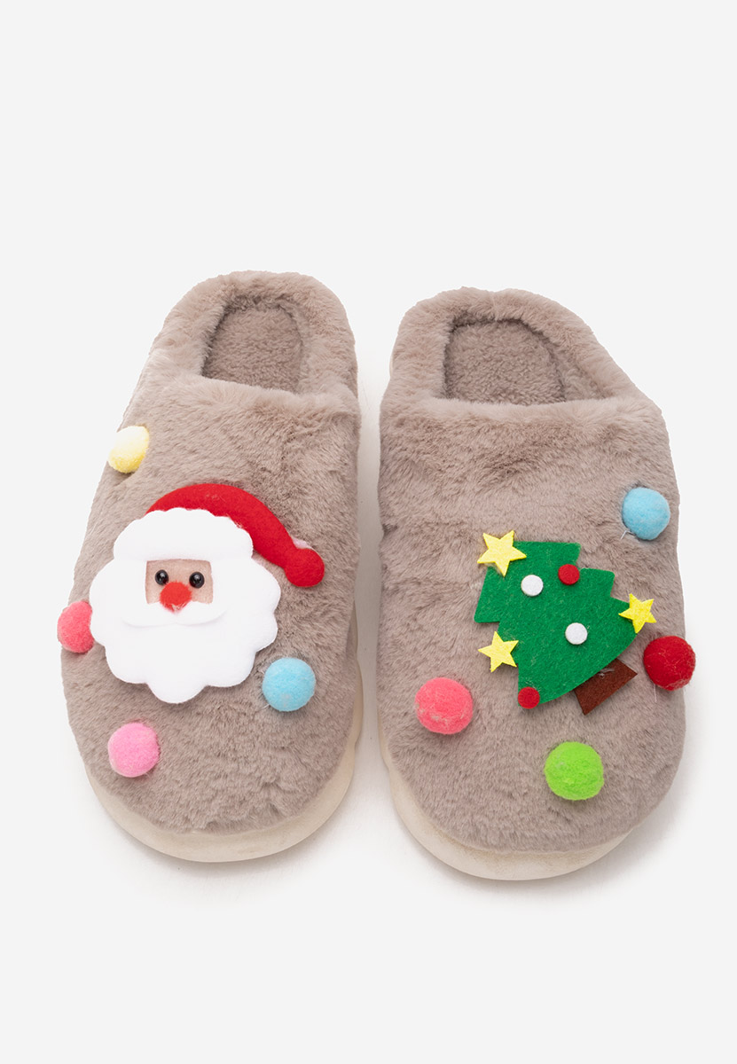 Khaki kapcie z futerkiem Denita Khaki kapcie z futerkiem Denita