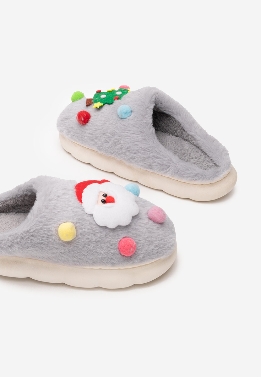 Szare kapcie z futerkiem Denita Szare kapcie z futerkiem Denita