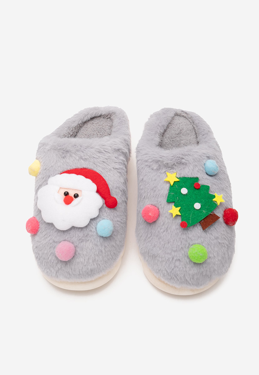 Szare kapcie z futerkiem Denita Szare kapcie z futerkiem Denita