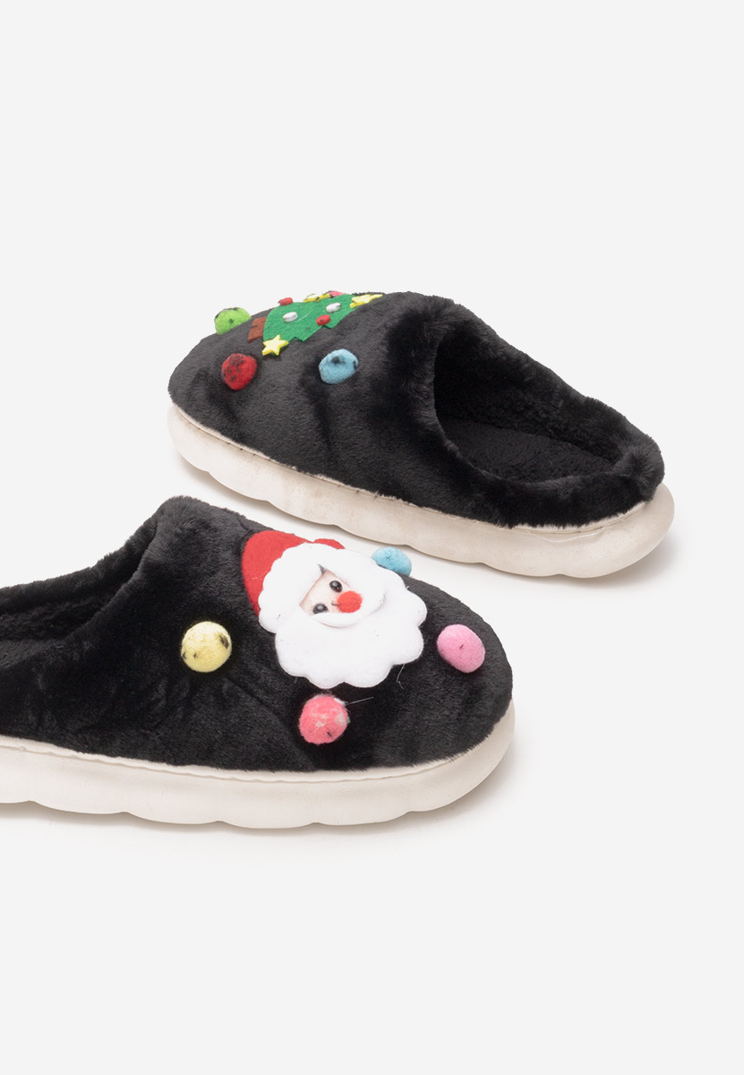 Czarne kapcie z futerkiem Denita Czarne kapcie z futerkiem Denita