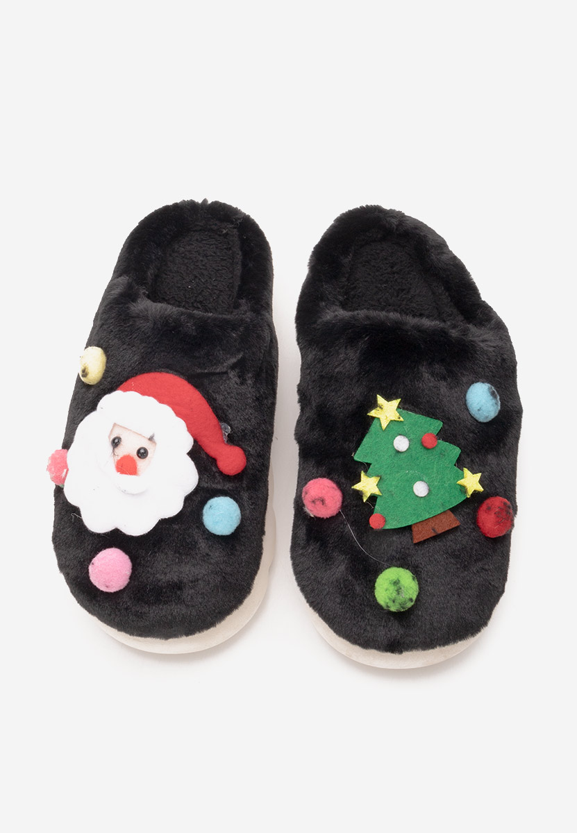 Czarne kapcie z futerkiem Denita Czarne kapcie z futerkiem Denita