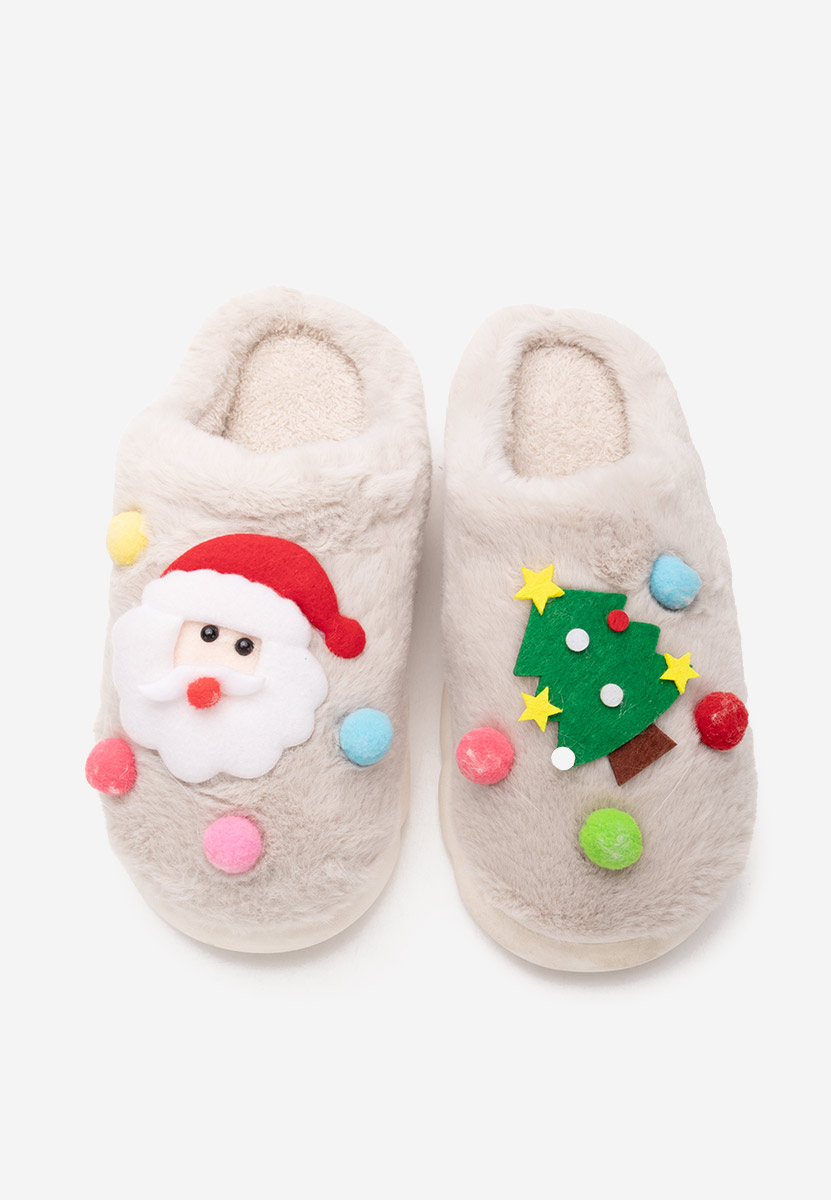 Beżowe kapcie z futerkiem Denita Beżowe kapcie z futerkiem Denita