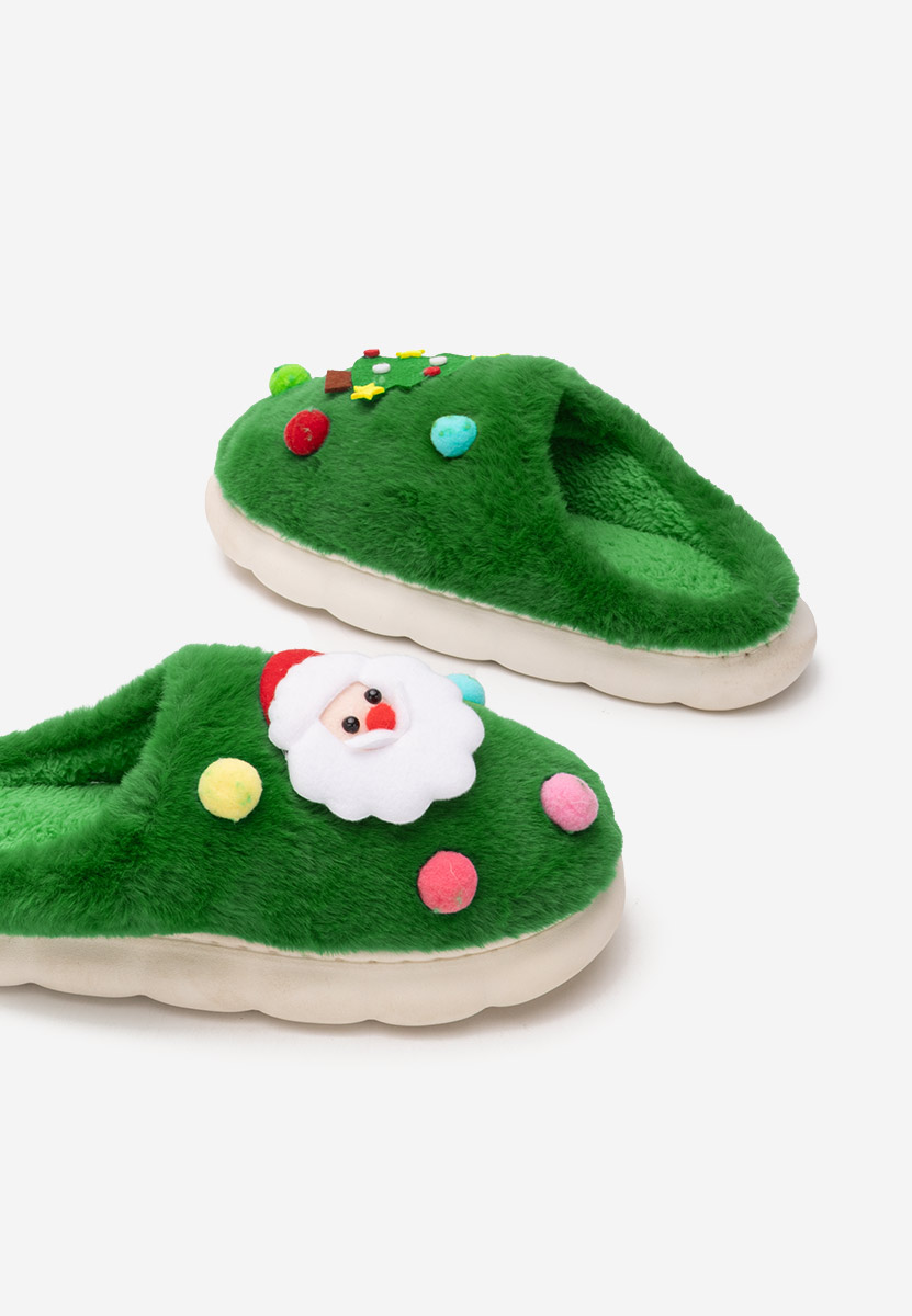 Zielone kapcie z futerkiem Denita Zielone kapcie z futerkiem Denita