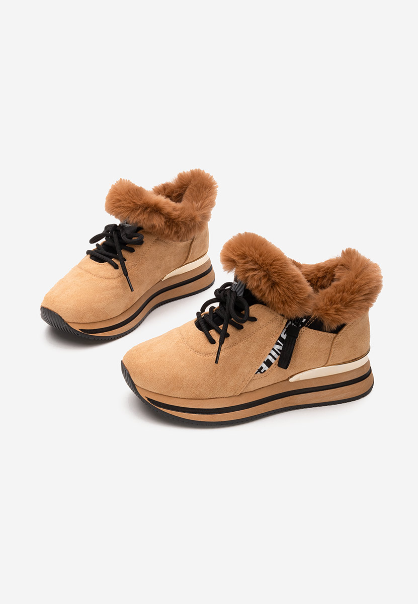 Camelowe zimowe sneakersy damskie Hermina
