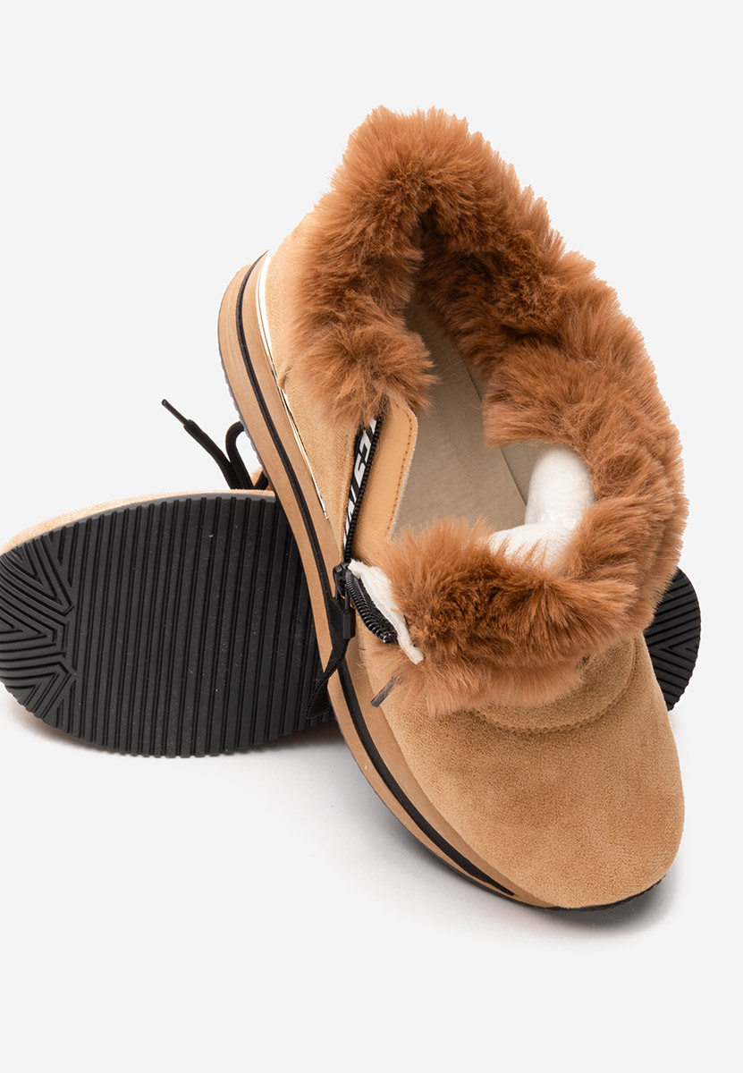 Camelowe zimowe sneakersy damskie Hermina