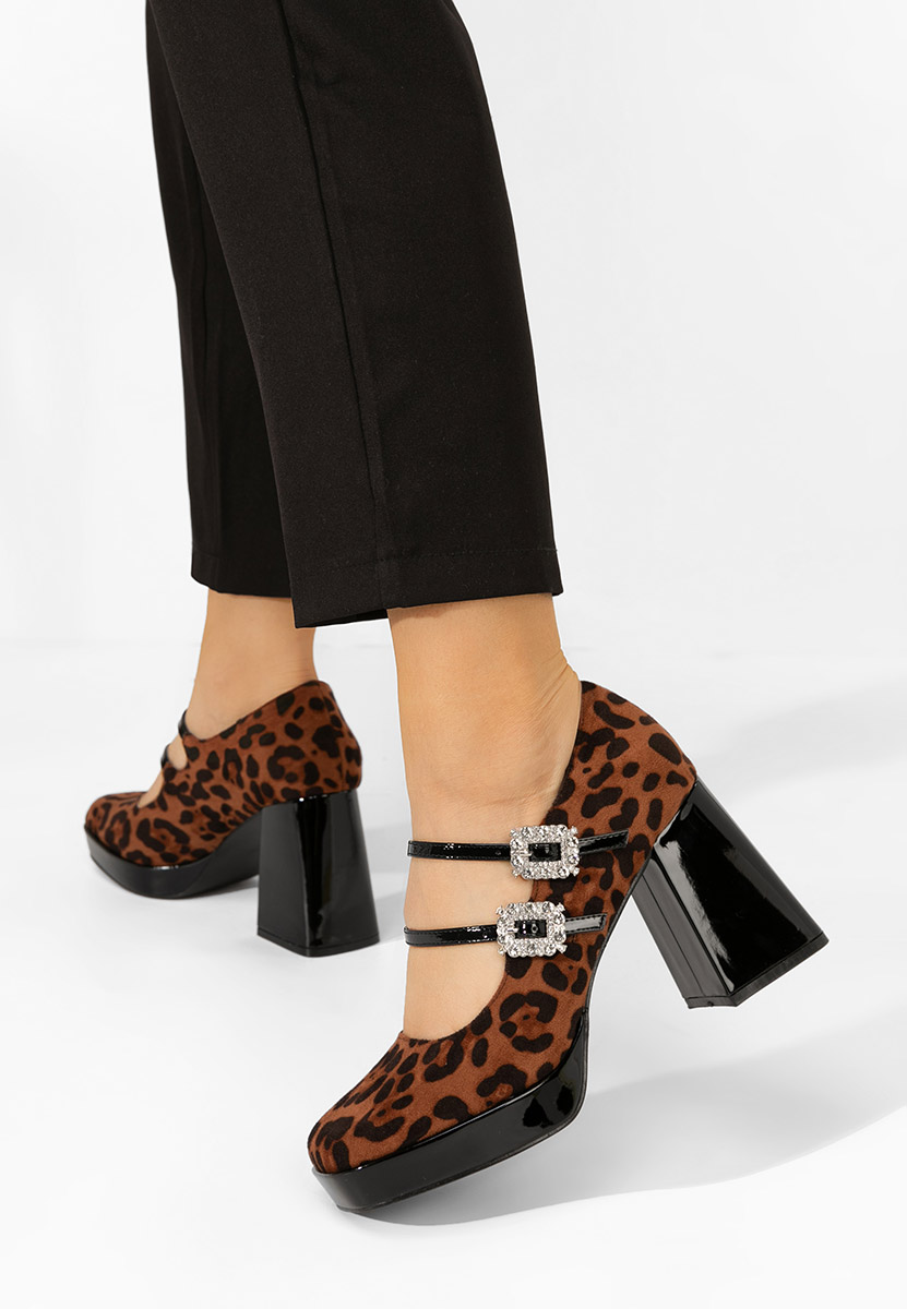 Panterkowe czółenka na słupku Elany