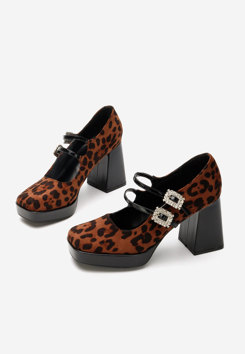 Panterkowe czółenka na słupku Elany