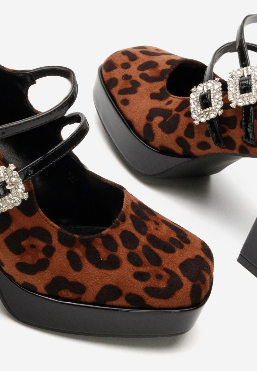 Panterkowe czółenka na słupku Elany